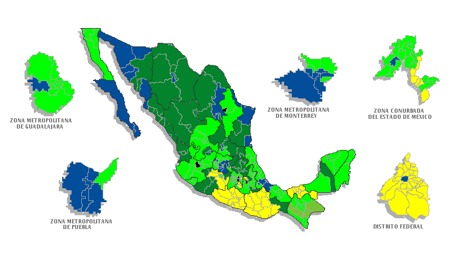 Mapa Nacional con división por distritos